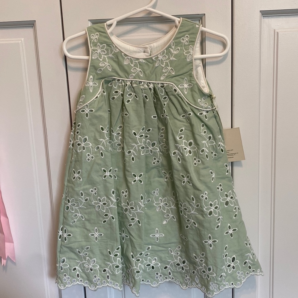 Green Dress with White Embroidery